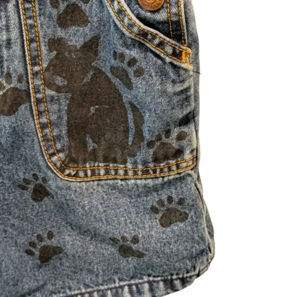 Vintage Baby Gap Dog 90s Overalls Denim Toddler Boys Girls Paw Print 12-18m
